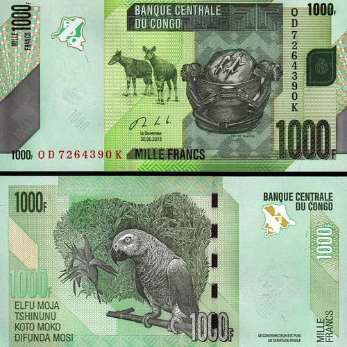 Congo 1,000 Francs 2013 new
