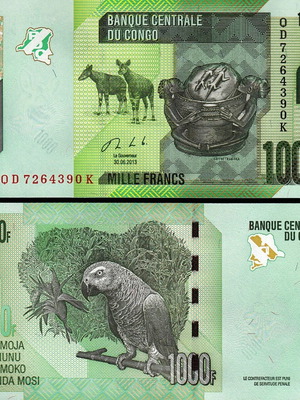 Congo 1,000 Francs 2013 new