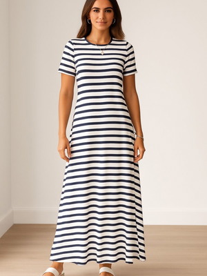 J.CREW maxi dress striped, like new, dark blue and white, size S/M