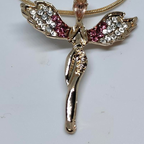 Angel pendant with chain and stones like new