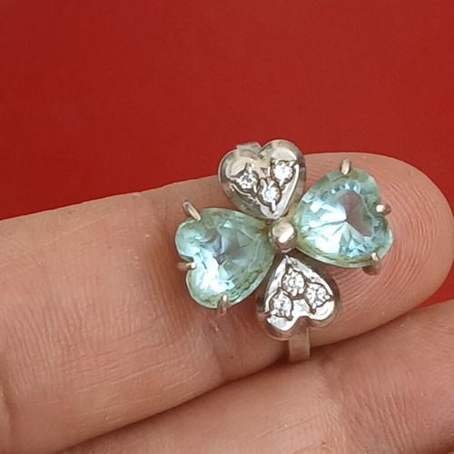 Ring with natural topaz, silver 925, 17 mm