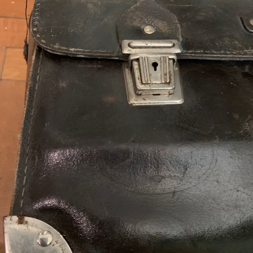 Leather technician bag used, handmade, vintage 1970s