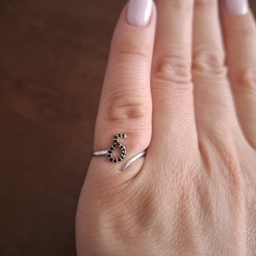 Silver ring with letter δ used, adjustable size, 925 stamp