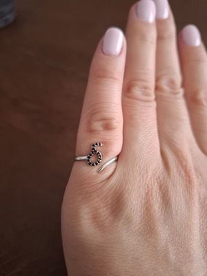 Silver ring with letter δ used, adjustable size, 925 stamp