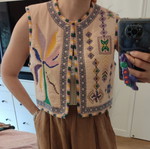 Zara boho folk traditional vest M used, pink multicolor