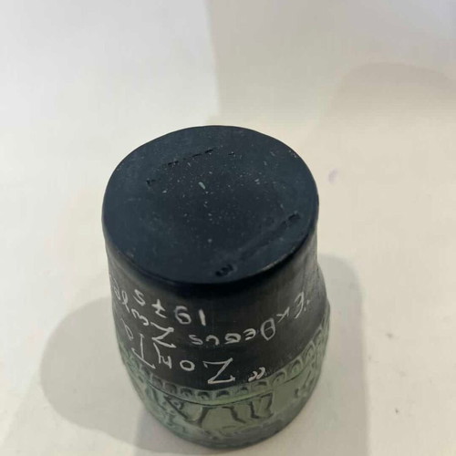 Clay cup with Greek warrior motifs used, 9x7 cm