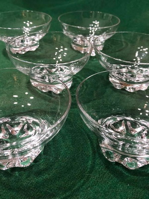 Crystal dessert bowls new, set of 6 pieces