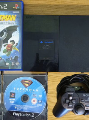 Sony PlayStation 2 Slim 9000X console bundle with 5 games, controller, memory card, cables