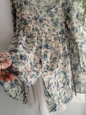 Free People Everything and More φλοράλ σιφόν μίνι φόρεμα σαν καινούργιο, μέγεθος L