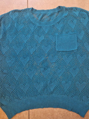 Knitted blouse used with short sleeves, size L, blue