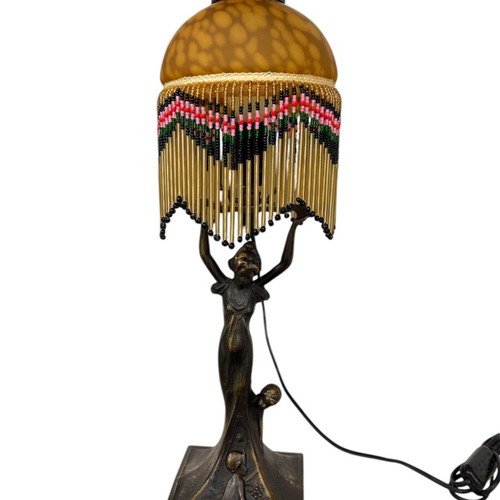Bronze table lamp single light like new with opal glass