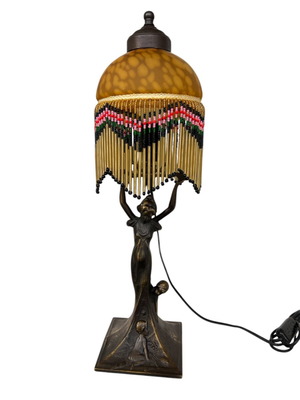 Bronze table lamp single light like new with opal glass