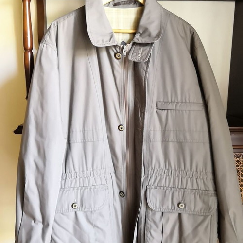 Marson Sportswear men's grey winter jacket with beige check lining, size 54