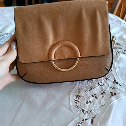 H&M crossbody bag with suede leather and gold chain, like new
