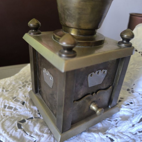 Old brass coffee grinder like new