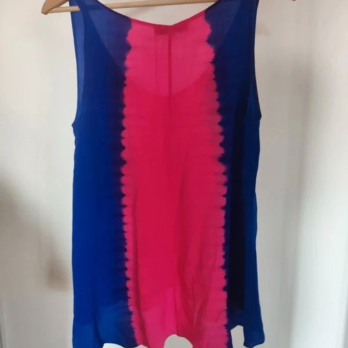 Sandro silk blouse pink and blue size S new
