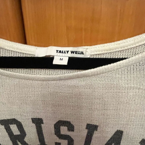Tally Weil white black blouse medium like new