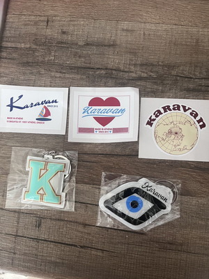 Karavan keychain and stickers set of 5 new