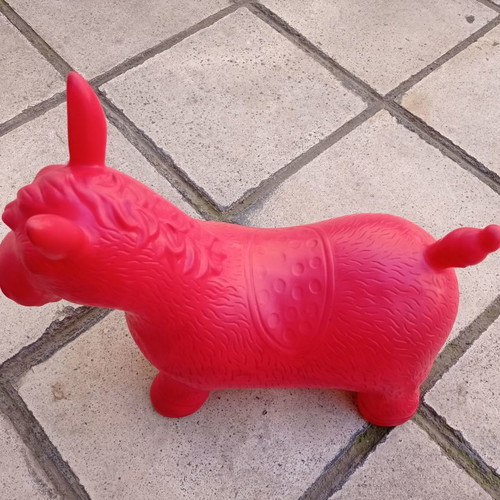 Children's soft rubber horse toy used, red
