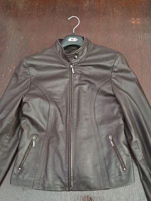 Lapel brown leather jacket medium like new