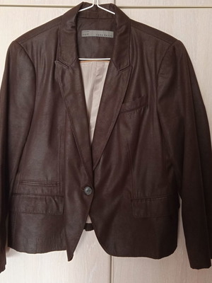 Σακάκι Zara basic μεταχειρισμένο, καφέ σκούρο, μέγεθος XXL, απομίμηση δέρματος