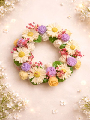 Κέρινο πρωτομαγιατικό στεφάνι καινούργιο, αρωματισμένα λουλούδια