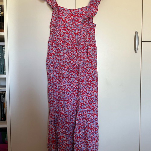 Floral maxi summer dress size M like new, pink multicolor