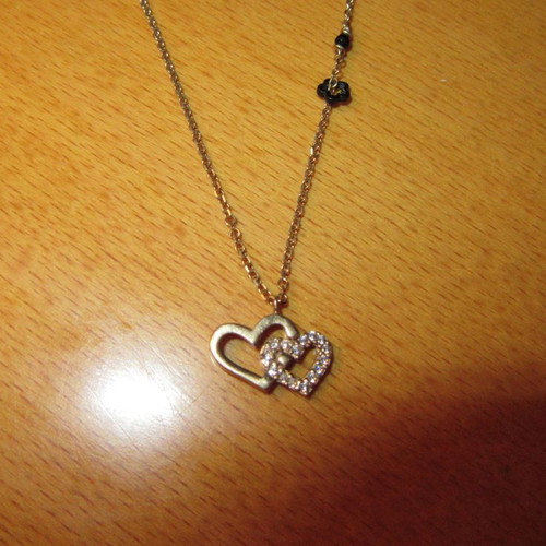 Silver necklace hearts 925 with zirconia new
