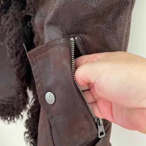 Vest made of eco leather and fur like new, vintage distressed style