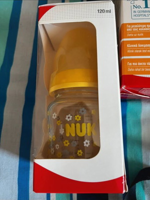 Nuk γυάλινο μπιμπερό 120ml, κατά των κολικών, για νεογέννητα