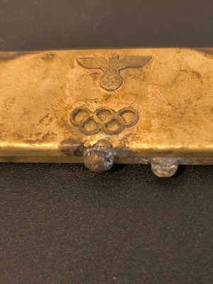 Vintage месингова кутия за цигари от Олимпиадата 1936, употребявана