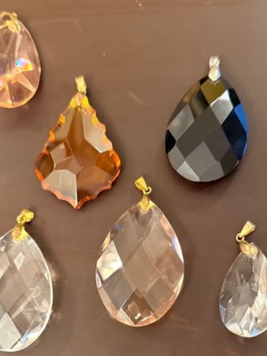 Crystal pendants used, various sizes and shapes