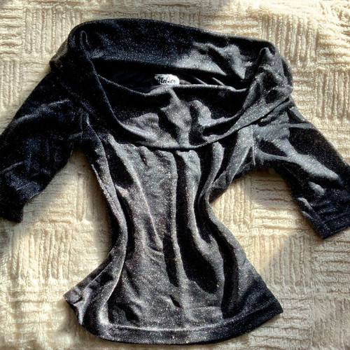 Evening top used, size S, black and silver
