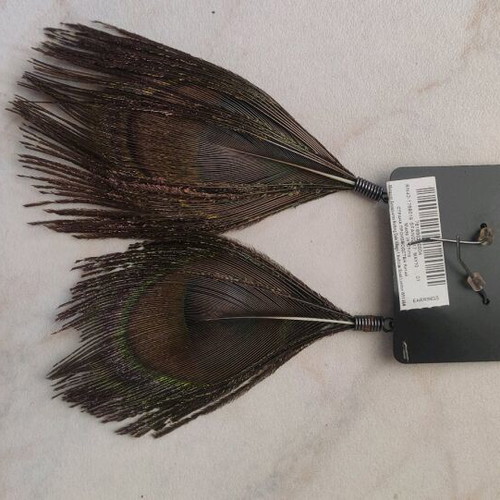 Boho Accessorize earrings with natural peacock feather like new