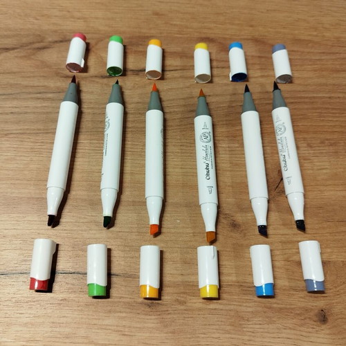 Ohuhu Honolulu Brush & Chisel Alcohol Markers set of 6 like new