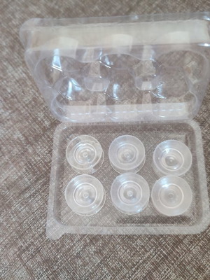 Set of 6 double-sided suction cups, new, silicone