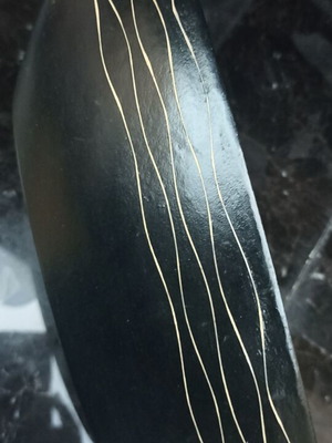 Wooden decorative bowl used, black-gold, 37x18.5x10 cm