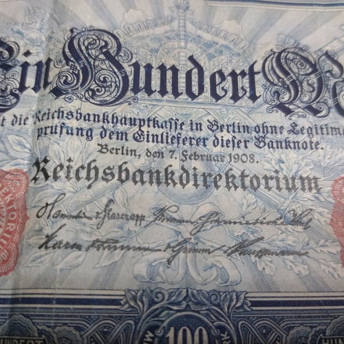 German 100 mark banknotes 1910 used, rare authentic