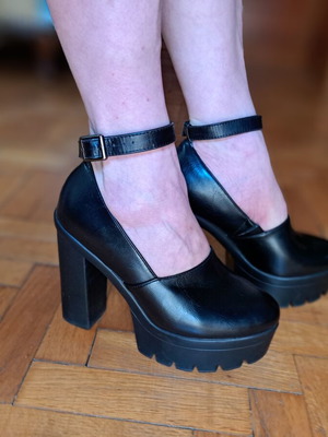 Beauty Girl's μαύρες platform γόβες με λουράκι, νούμερο 37