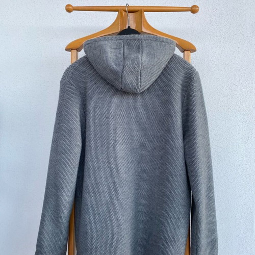 Knitted cardigan with fleece lining like new, gray, size XL