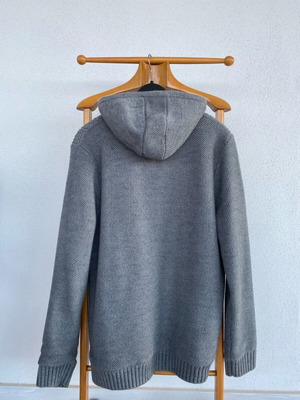 Knitted cardigan with fleece lining like new, gray, size XL