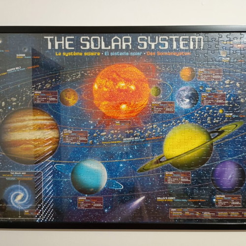 The Solar System puzzle, 1000 pieces, custom wooden frame with glass