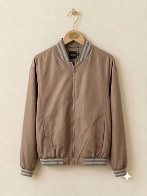Bomber fleece jacket like new, men's XXL, beige and brown