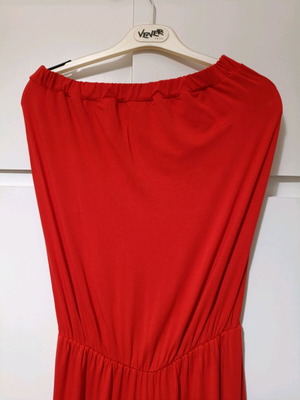 One-piece strapless coral jumpsuit like new