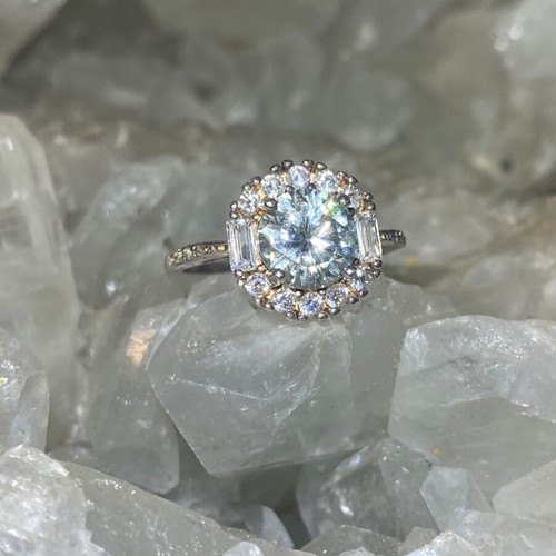 Silver Ring with Moissanite Size 6, Handmade