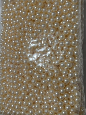 Plastic PVC beads 10 mm beige, new, 100 g