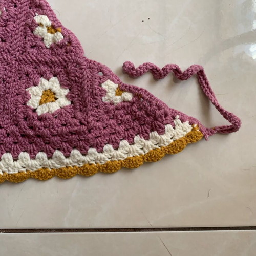 4tailors crochet bandana new, multicolor with yellow details