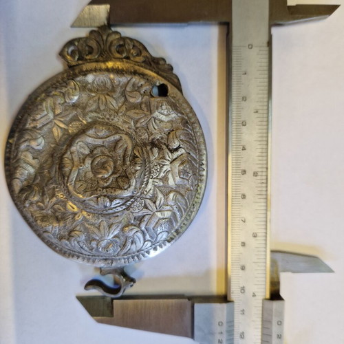 Vintage half belt buckle hand carved high grade silver used
