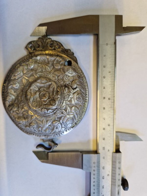 Vintage half belt buckle hand carved high grade silver used