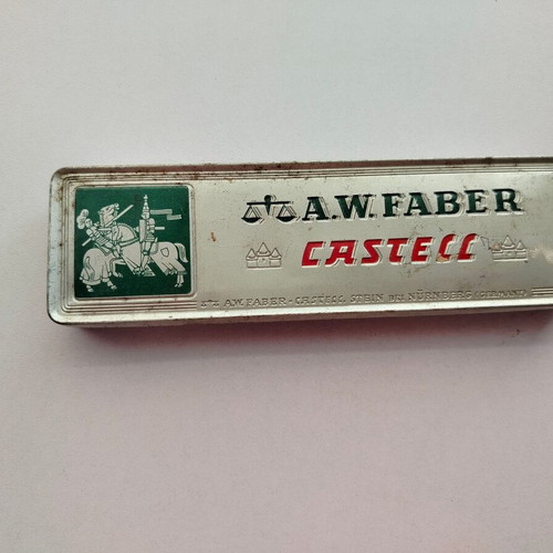 Old tin pencil box A.W. FABER-CASTELL used, empty